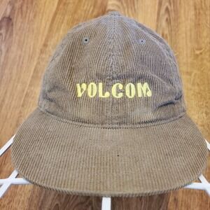 Vintage Volcom Hat Cap Adult Strapback Brown Corduroy Skate Style Y2K
